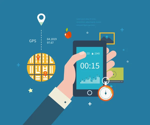 Teléfono móvil - concepto de aplicación de fitness — Archivo Imágenes Vectoriales