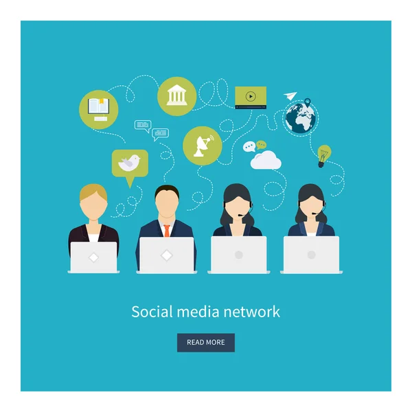 Concepto de red social y trabajo en equipo — Vector de stock