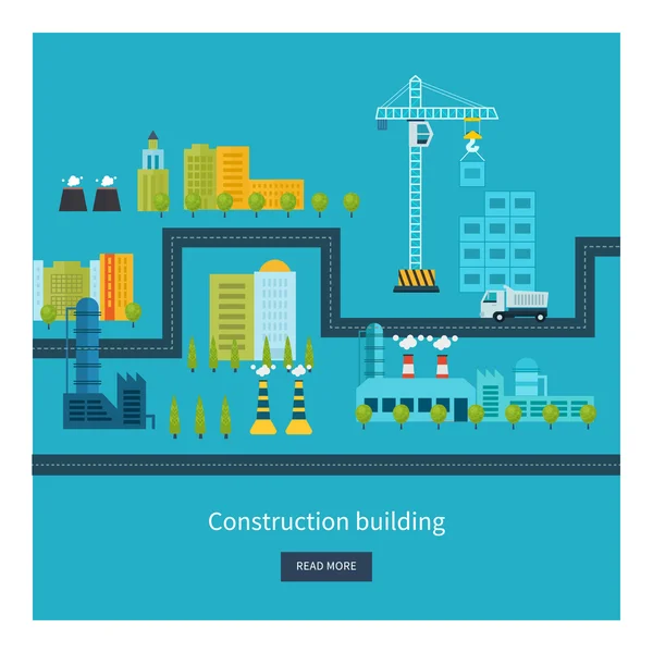 Iconos de la construcción de edificios, paisaje urbano — Vector de stock