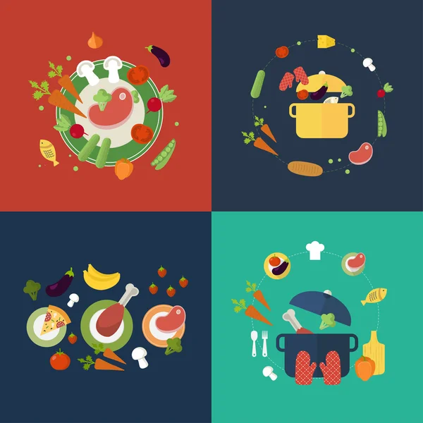 Iconos para comida y restaurante — Vector de stock