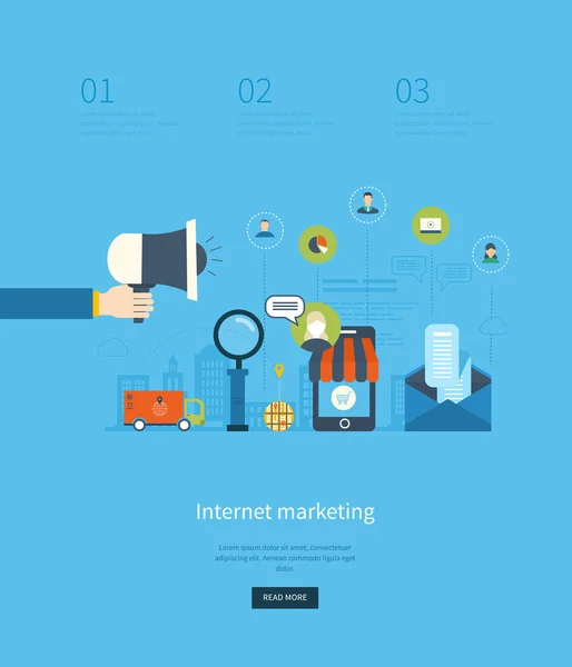 Marketing internet et achats en ligne — Image vectorielle