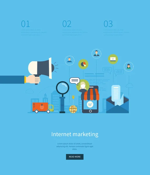 Marketing na internet e compras online — Vetor de Stock