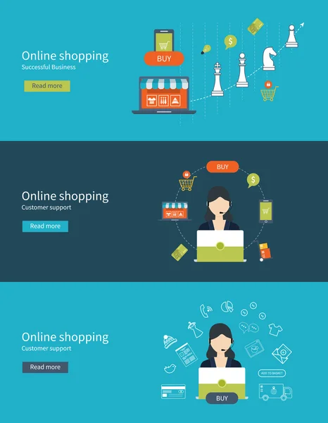 Marketing mobile et concept de boutique en ligne — Image vectorielle