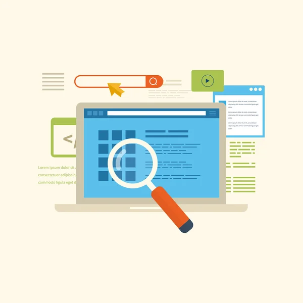 Optimización del motor y elementos de análisis web — Archivo Imágenes Vectoriales