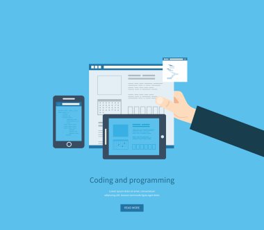 Programming and coding. Web development and search. Search engine optimization. Mobile app. Vector illustration. clipart svg vector 