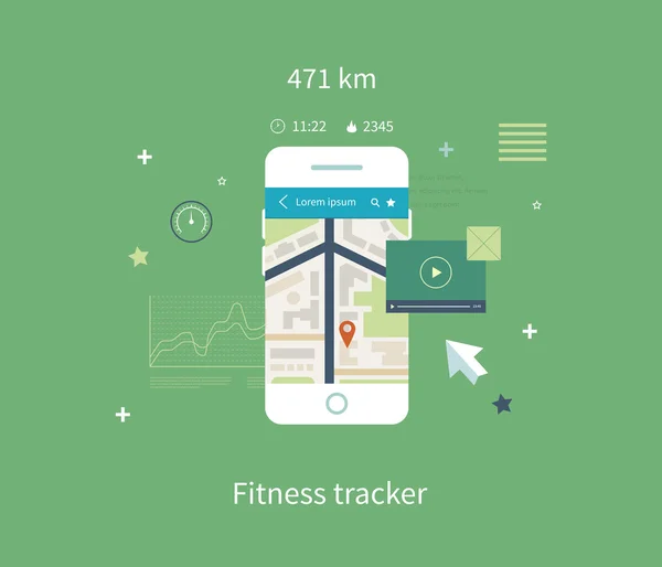 Mobile phone - fitness app concept — Stockvector