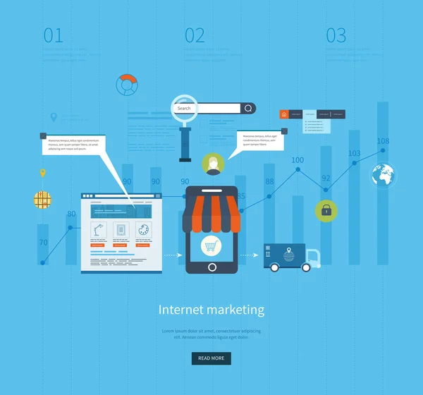 Icons for internet marketing and online shopping — Διανυσματικό Αρχείο