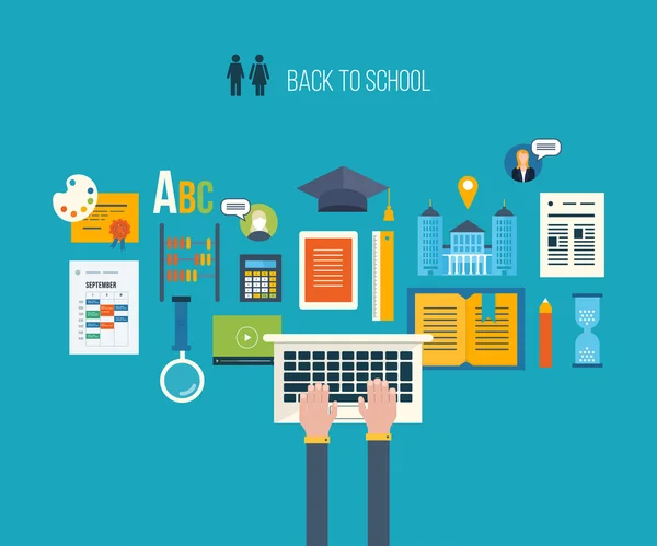 Iconos de la educación a distancia y el aprendizaje electrónico — Vector de stock