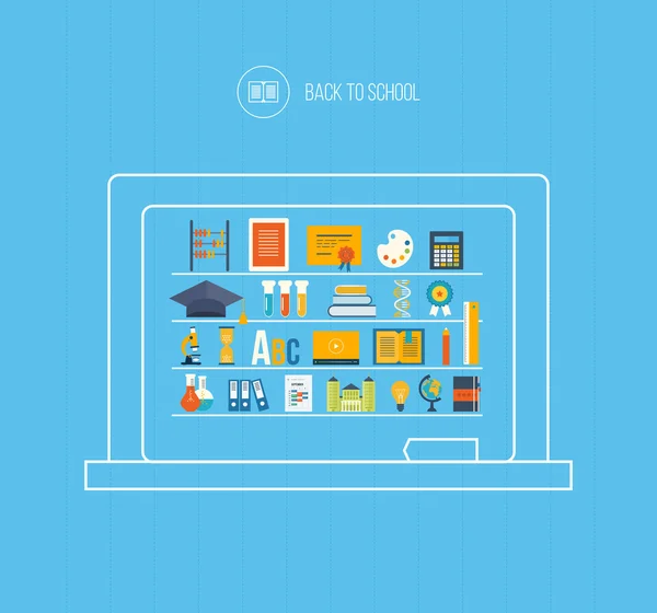 Icônes de l'enseignement à distance et de l'apprentissage en ligne — Image vectorielle