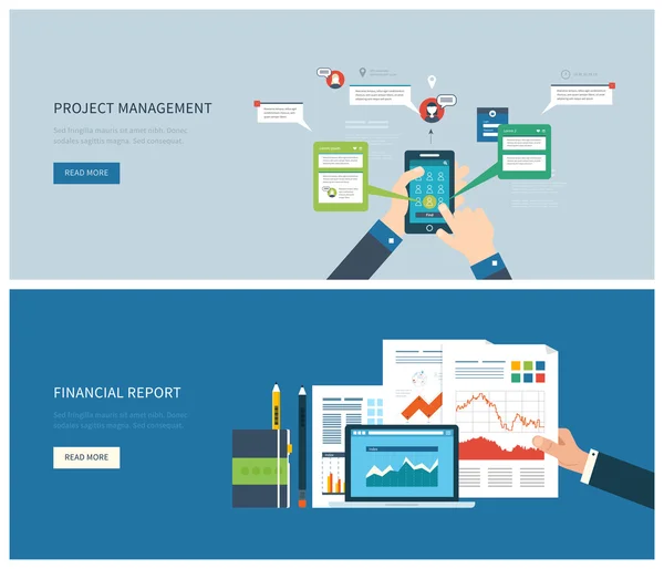 Rapport financier et concept de gestion de projet — Image vectorielle