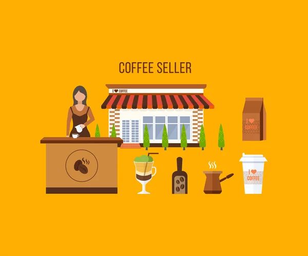 Coffee shop illustration design elements — Stock Vector