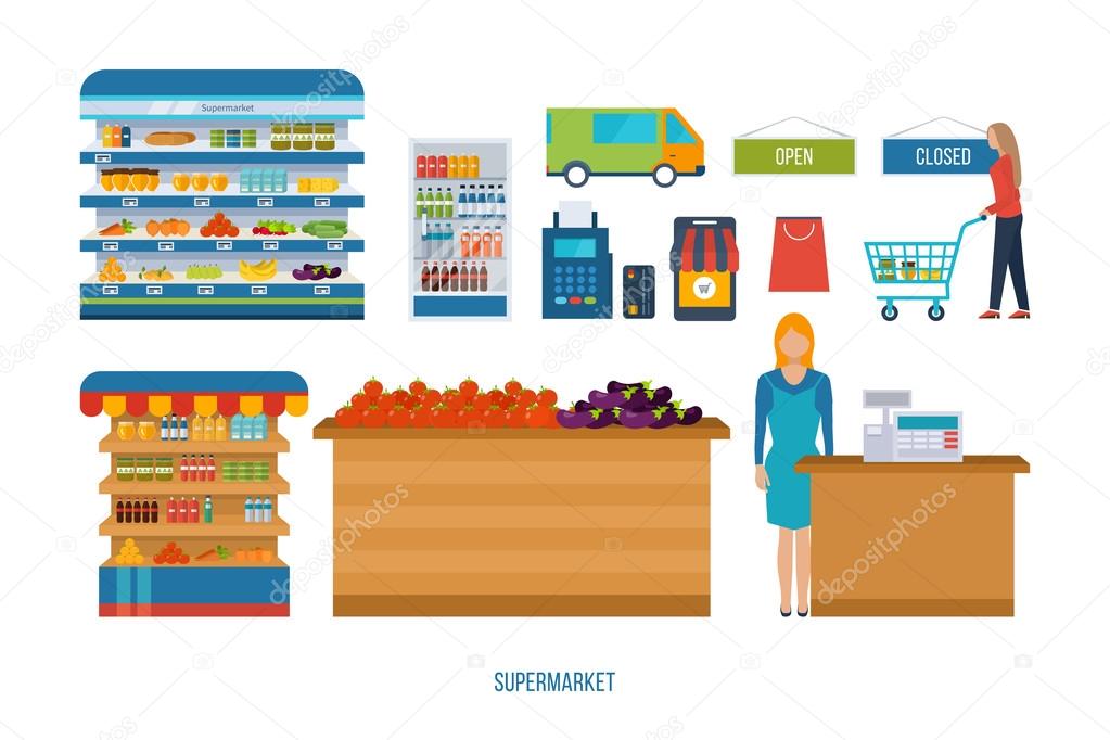 Supermarket store icons