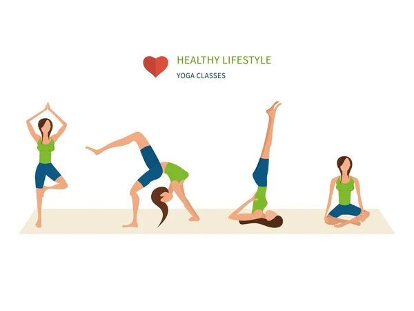 Ikon gaya hidup sehat, kebugaran dan aktivitas fisik - Stok Vektor