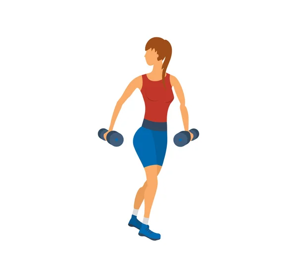 Woman exercising with dumbbells — Stock Vector