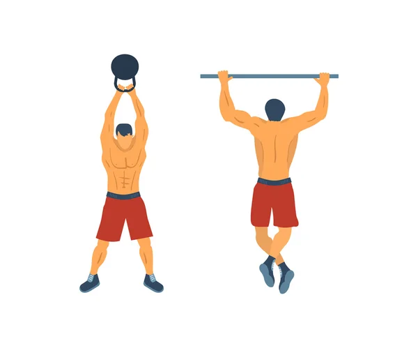 Men pull on horizontal bar — Stock Vector