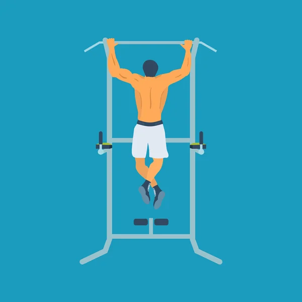 Homme exerçant sur barre horizontale — Image vectorielle