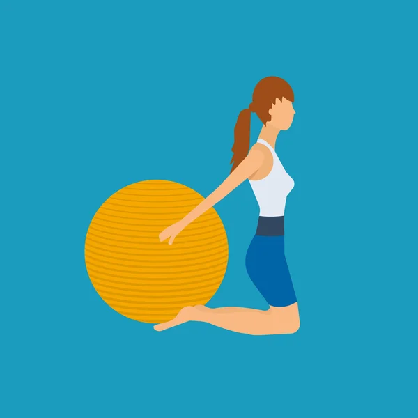Jimnastik topu ile egzersiz kadın — Stok Vektör