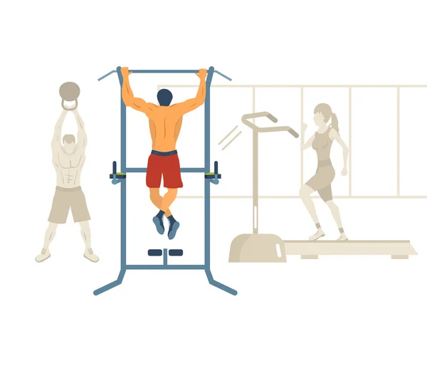 Man exercising on horizontal bar — Stock Vector