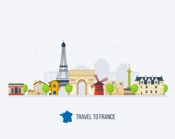 Conjunto de hitos franceses — Vector de stock