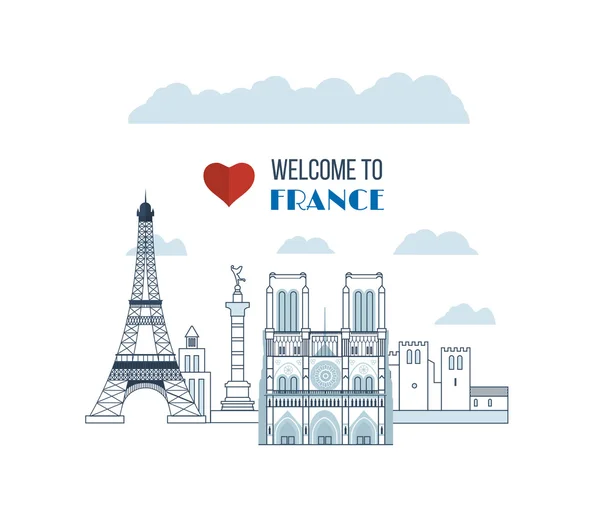 French Landmarks set — Stock Vector