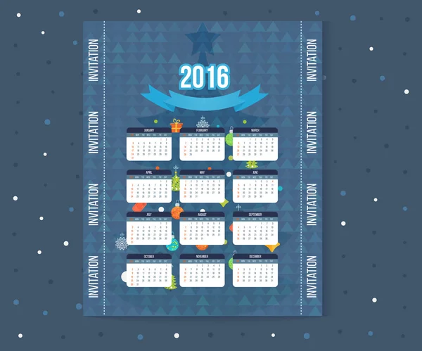 Árbol de Navidad Calendario 2016 año — Archivo Imágenes Vectoriales