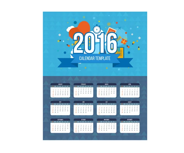 Calendar 2016 year design — Stock Vector
