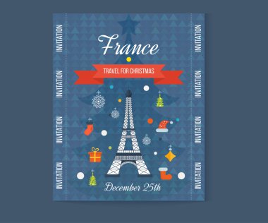 Travel to Paris for Christmas invitation card