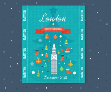 Travel to London for Christmas invitation card