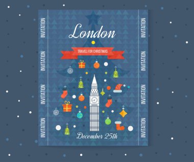 Travel to London for Christmas invitation card