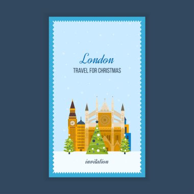 Travel to Europe for Christmas invitation card