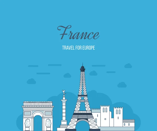 French Landmarks. France travel — Stock vektor