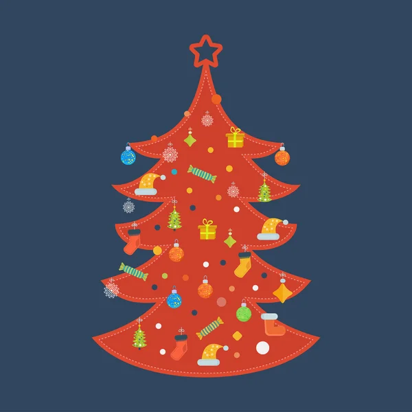 Red stylized tree with star — 图库矢量图片