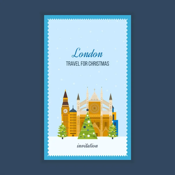 Travel to Europe for Christmas invitation card — Wektor stockowy