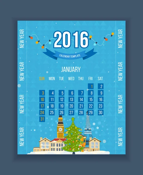 Calendar 2016, January month — Stock Vector