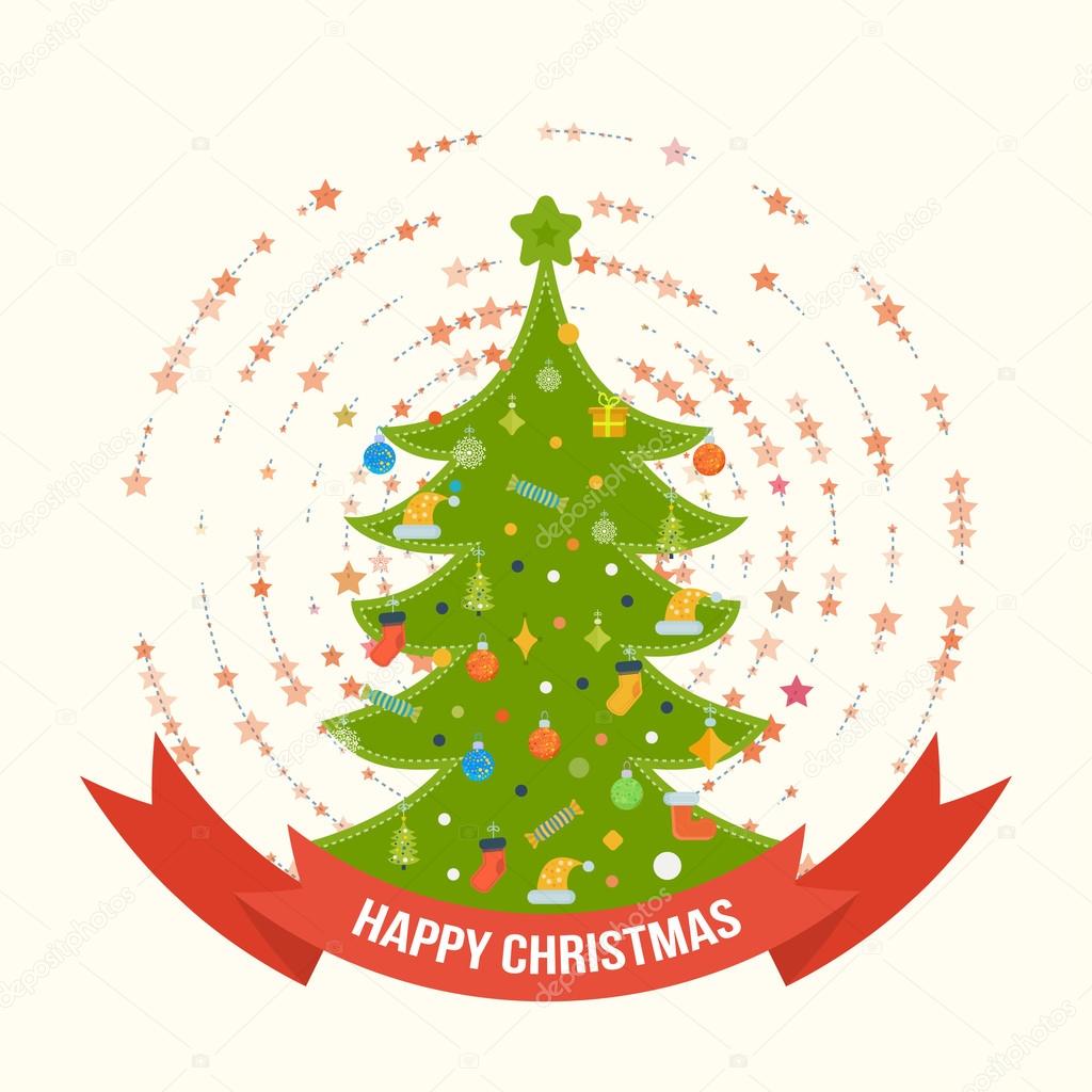 Cute invitation card with Christmas tree