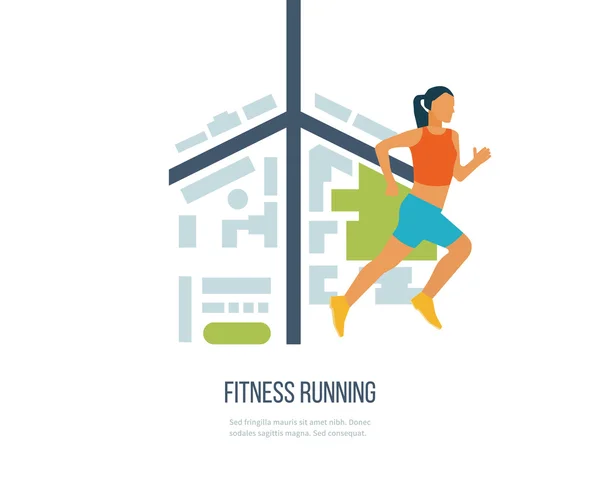 Running woman concept — Stockvector