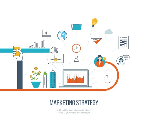 Marketingstrategie und Content Marketing — Stockvektor