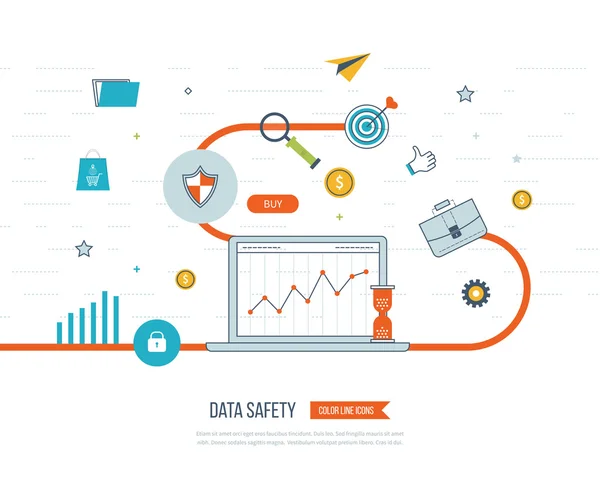 Ochrona danych i bezpiecznej pracy — Wektor stockowy