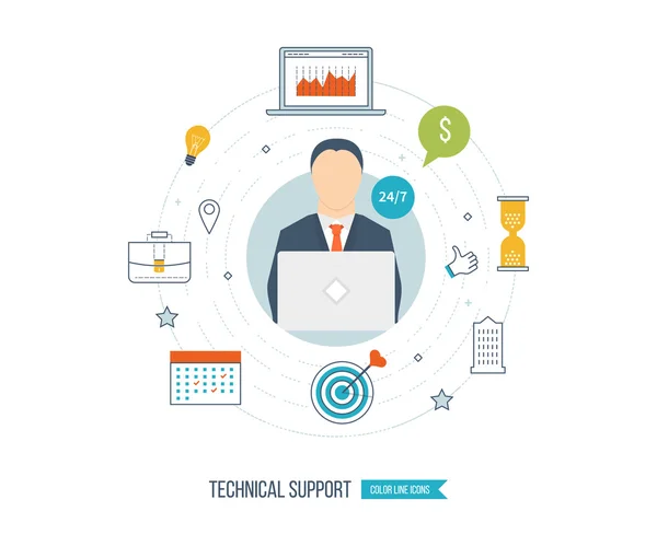 Suporte técnico ilustração plana — Vetor de Stock