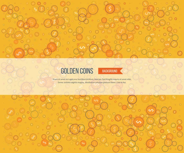Golden coins on yellow background — Διανυσματικό Αρχείο