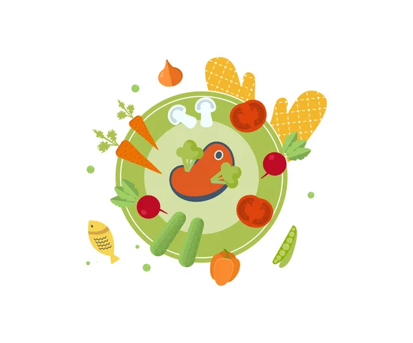 Iconos conceptuales para comida y restaurante — Vector de stock