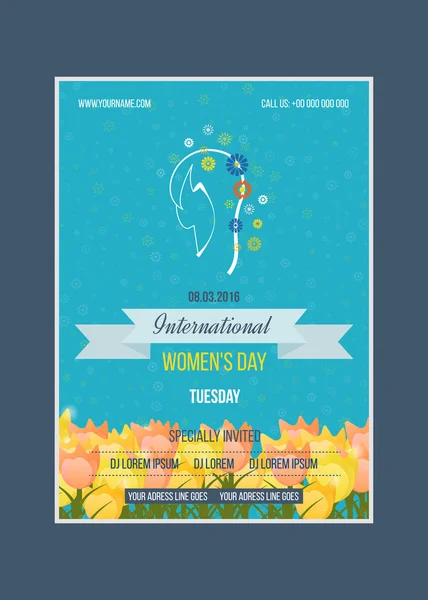 Happy Women's Day Party Flyer — ストックベクタ