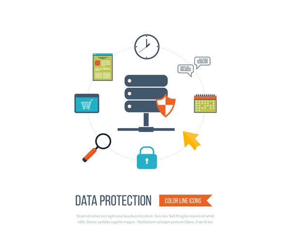 Protección de datos y trabajo seguro — Vector de stock