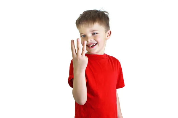 Boy showing three fingers — Stock Photo, Image