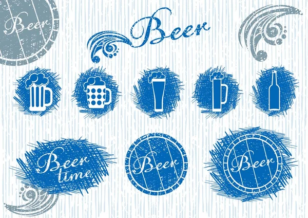 Cerveza engastada en estilo sketch — Archivo Imágenes Vectoriales