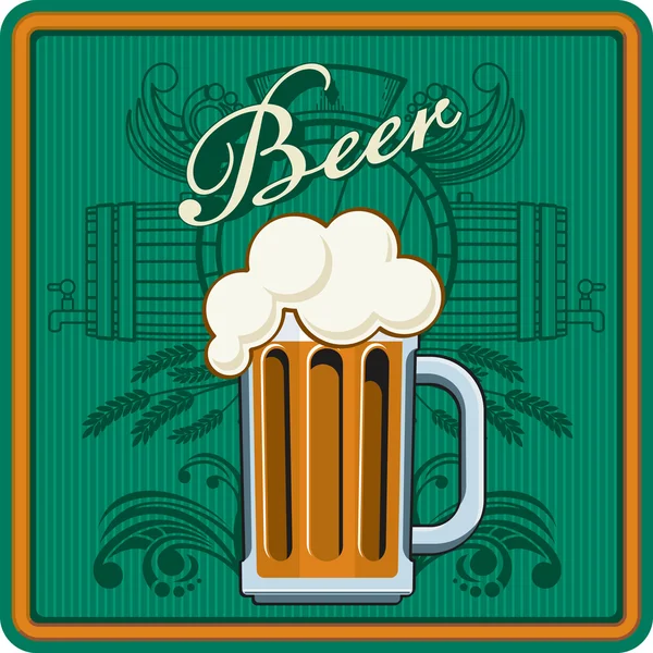 Beer theme in green — Stock Vector