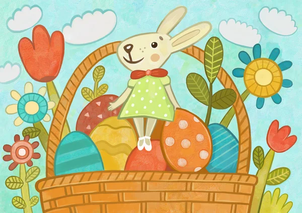 Paskalya tavşanı ve yumurta — Stok fotoğraf