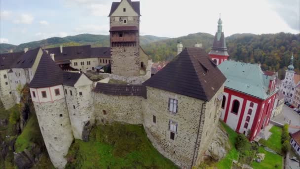 Old medieval castle walls — Stock Video