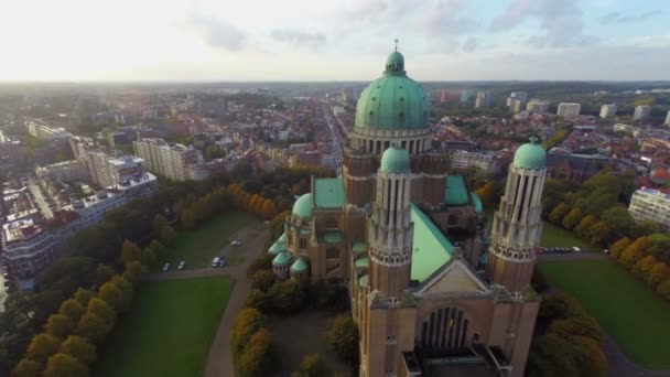 Brussel luchtfoto Stadszicht — Stockvideo