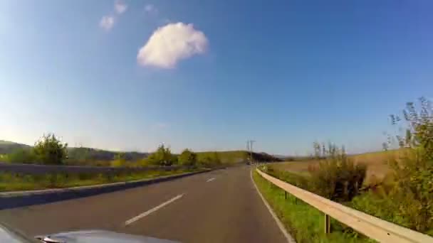 Driving car on village road — Stock Video